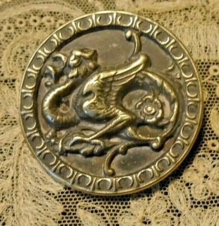 Antique Victorian Button Brass Button - Flying Dragon 1 - 1/2 "