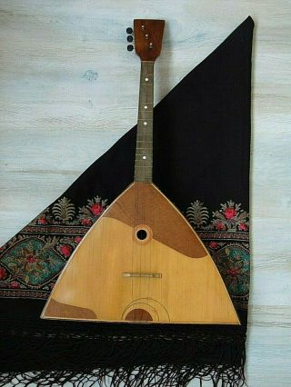 Balalaika Prima 3 String Vintage Soviet Russian Folk Instrument Ussr