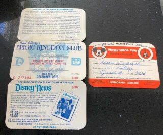 1964 Mickey Mouse Club Membership Card & 1976 Magic Kingdom Club Membership Card