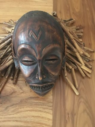 Vintage African Hand Carved Wood Mask Face