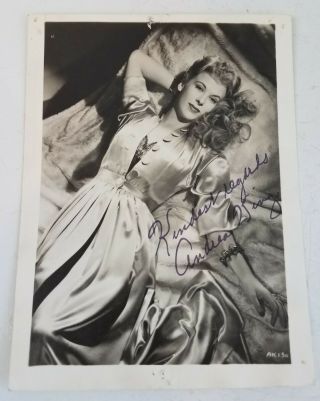 Andrea King Glamour Portrait Signed Autographed Vintage Photo 7 " ×5 "