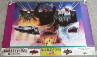 Vintage 1990 Universal Studios Florida Hollywood 36 X 24 Poster Jaws King Kong