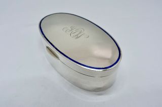 1909 - Cohen & Charles - Solid Silver & Blue Enamel - Table Snuff Box - 88 Grams