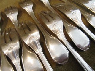 Early 20th C French Sterling Silver 12 Pastry Forks Contours - Outlines 369g 13oz