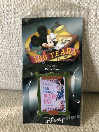 Disney Store Pin 100 Years Of Dreams Peter Pan Poster 70 In Package