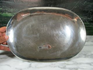 Lg Vtg Mexican Solid Sterling Silver Oval Platter Plate Signed V.  R.  722g Mexico