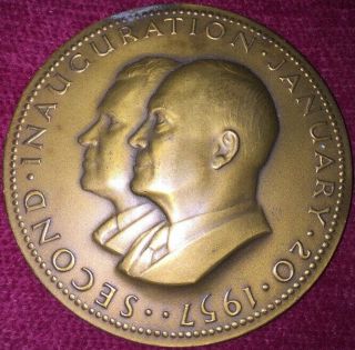 Brass Medal Coin Second Inauguration Dwight David Eisenhower Richard Nixon 1957