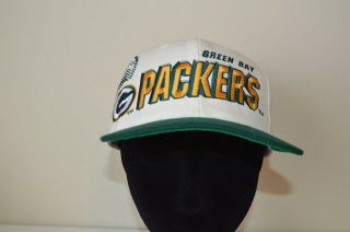 Vintage 90s Sports Specialties Shadow NFL Green Bay Packers Wool Snapback Hat 2