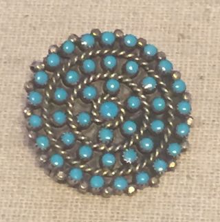 Vintage Hopi Navajo Zuni Handmade Pawn Silver Sterling Turquoise Pin Or Pendant