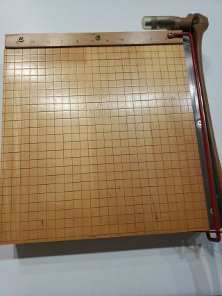 Vintage Ingento No 1132 Maple Wood Cast Iron Paper Cutter Trimmer Ideal School 2