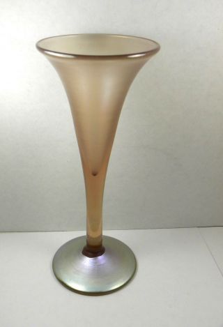 Vintage Art Glass Iridescent Trumpet Vase 2
