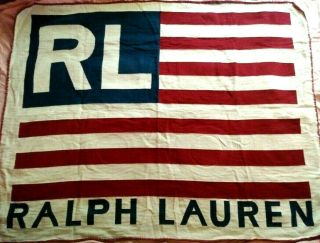 Vintage Ralph Lauren American Flag Blanket Throw 67 " X 52 "