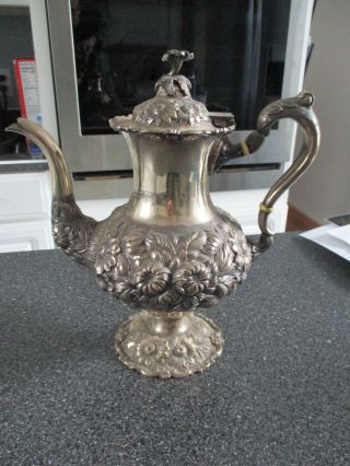Stieff Sterling Silver Hand Chased Coffee Pot,  " Rose "