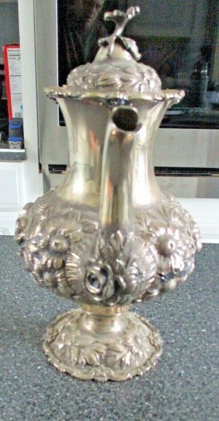Stieff Sterling Silver Hand Chased Coffee Pot,  