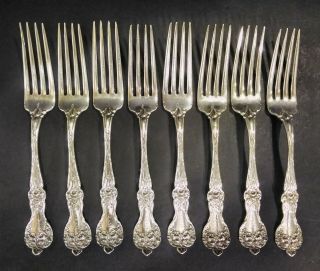 8 Alvin Majestic Pattern Forks Sterling Silver Art Nouveau 7 " 1900 Gorham