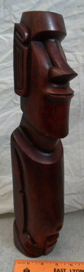 Vintage Easter Island Carved Wood Moai Rapa Nui Figure 15 1/2 "