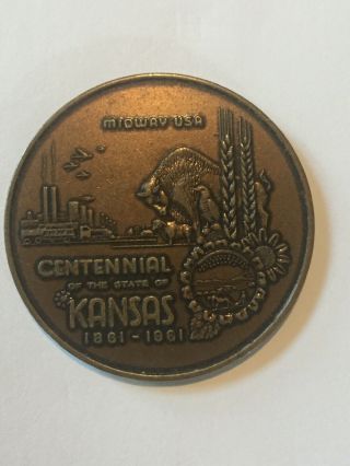 1961 Kansas Centennial Token Coin Medal Midway Usa First National Bank Wichita