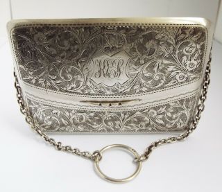 Decorative English Antique 1904 Sterling Silver Chatelaine Card Case