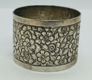 Dominick & Haff Antique Sterling Silver Flower Repousse Napkin Ring