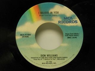 Don Williams - It Only Rains On Me / I Believe In You,  45 Rpm,  Vg,