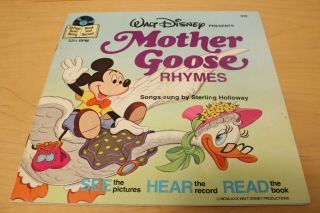 Vintage Walt Disney Book - 24 Pages Read Along Book And Record Mother Goose 1979