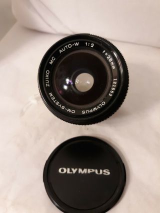Vtg Olympus Om - System Zuiko Mc Auto - W 1:2 F=28mm Lens