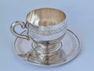 Vietnamese 900 Standard Solid Silver Cup & Saucer C.  1960/ 139 G