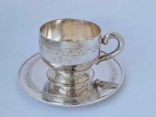 Vietnamese 900 Standard Solid Silver Cup & Saucer C.  1960/ 142 G