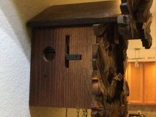 Vintage Black Forest Cuckoo Clock Carved Wood Schneider Made In Germany 3
