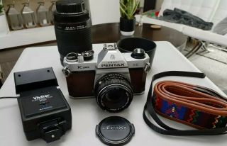 Vintage Pentax Asahi K1000 Se 35mm Slr Film Camera W/ 50mm Bundle Read Descrip