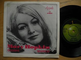 Mary Hopkin Goodbye / Sparrow 45 7 " Single 1969 Sweden Apple 10 Vg,