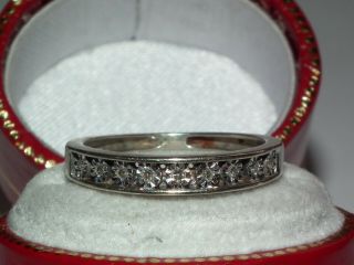 Lovely Looking Vintage Solid 9ct Gold Natural Diamond Half Eternity Set Ring