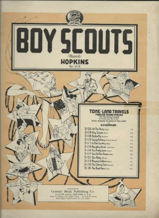 Sheet Music - " Boy Scouts March By H.  P.  Hopkins " - Bsa G&w/1 - 16
