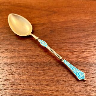 David Andersen Norwegian Sterling Silver Gilt & Enamel Demitasse Spoon