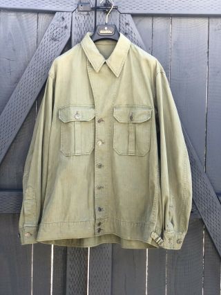 Ww2 Hbt Jacket Shirt Herringbone Twill Star Button Usmc Usaf Usn Wwll Vintage