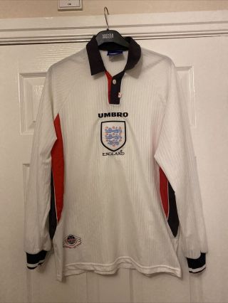 Vintage England 1997 - 1999 Season Long Sleeved Football Shirt - Size Large
