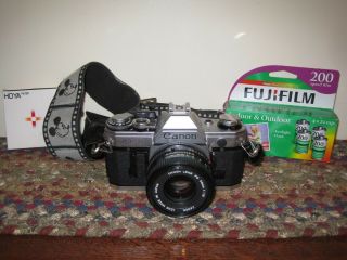 Vintage Canon Ae - 1 35mm Slr Film Camera 50mm Lens,  Strap,  Filter & Film