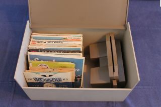 Viewmaster Vintage Viewer,  Storage Case,  And 44 Assorted Slide Reels