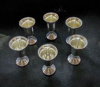 Vtg N.  S.  Co.  Set Of 6 Sterling Silver Weighted,  Footed Cordial Shot Goblets 2500
