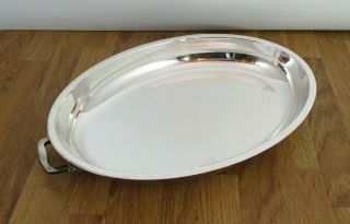 Vintage Silver Plate Oval With Shell Handles Art Deco Serving Tray