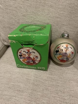 Vintage 1975 Disney Ornament Christmas Goofy Mickey Donald Duck Ball Schmid