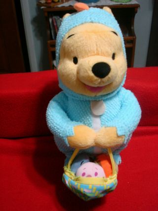 Fisher - Price 12 " Springtime Pooh Plush With Easter Egg Basket Toy