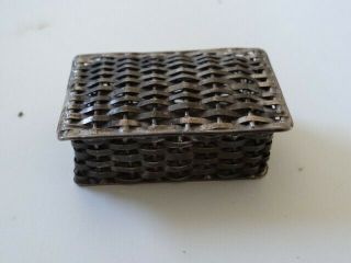 Very Fine Vintage Sterling Silver Mexico Weave Design Pill Trinket Box