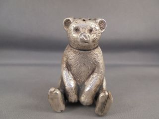 Antique Sterling Silver Teddy Bear Figural Salt Or Pepper Shaker Hallmarks