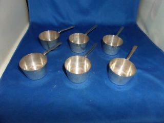 Lovely Vintage Set Of 6 Brandy Saucepans C.  1890 Mappin Brothers Silver Plate