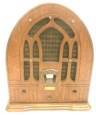 Vintage Knight Cathedral Built By Allied Part: Wood Shell W/ Speaker