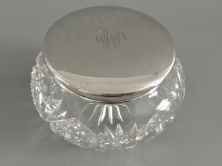 Antique Victorian Sterling Silver & Crystal Glass Dresser Jar
