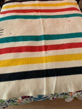 Vintage Hudson Bay Blanket 3.  5 Bars 79 1/2 Inches X 61 Inches.