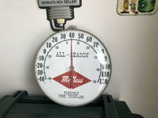 Vintage,  Mcness Feeds Thermometer / Sign,  12 ",  Plastic Face