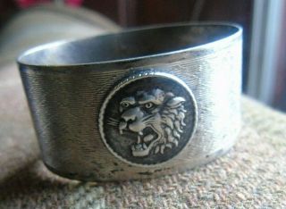 Quality Antique Victorian Engineer Turned Silver Napkin Ring Depicting A Tiger